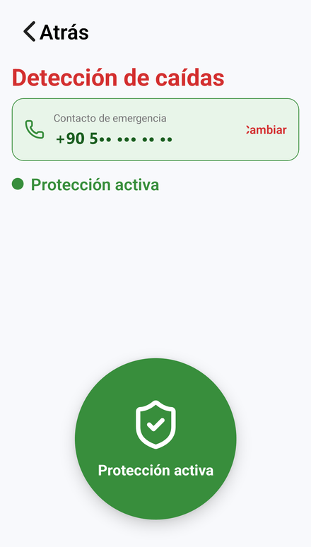 La detección de caídas funciona en segundo plano