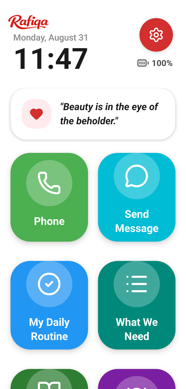 Your parent sees a simple big-button screen